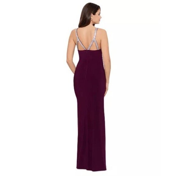 Betsy & Adam Womens Size 6 Halter Neck Rhinestone Straps Cocktail Gown Dress New - Picture 4 of 11